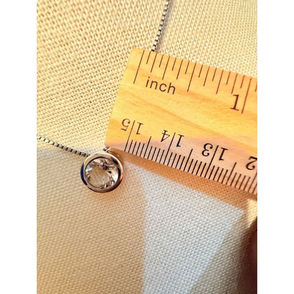 Vintage CZ Solitaire Pendant Necklace 14”